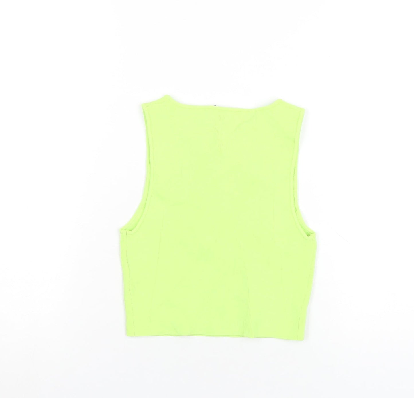 Womens UK Size S Bershka Green Basic Tank