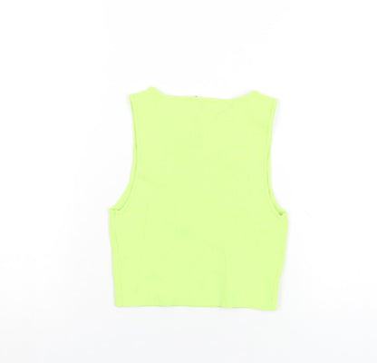Womens UK Size S Bershka Green Basic Tank