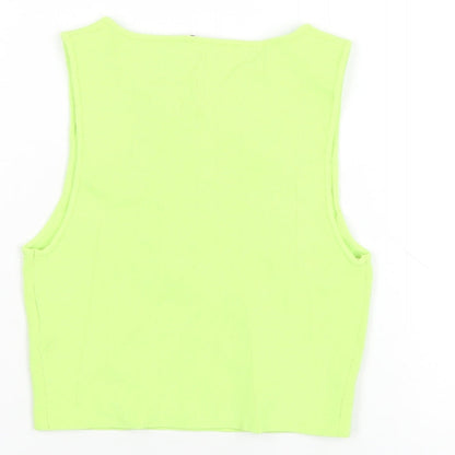 Womens UK Size S Bershka Green Basic Tank