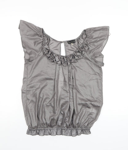 Womens UK Size 8 River Island Grey Basic Blouse