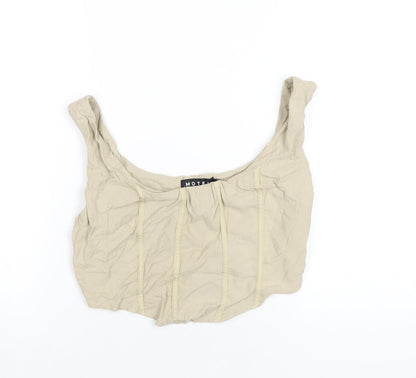 Womens UK Size M Motel Beige Cropped T-Shirt