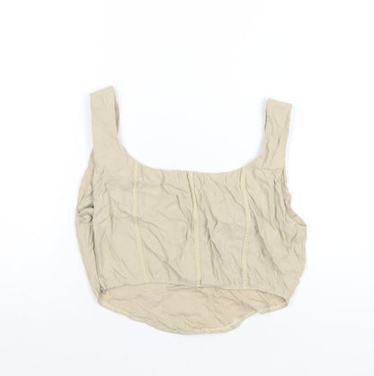 Womens UK Size M Motel Beige Cropped T-Shirt