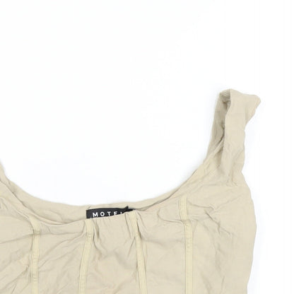 Womens UK Size M Motel Beige Cropped T-Shirt
