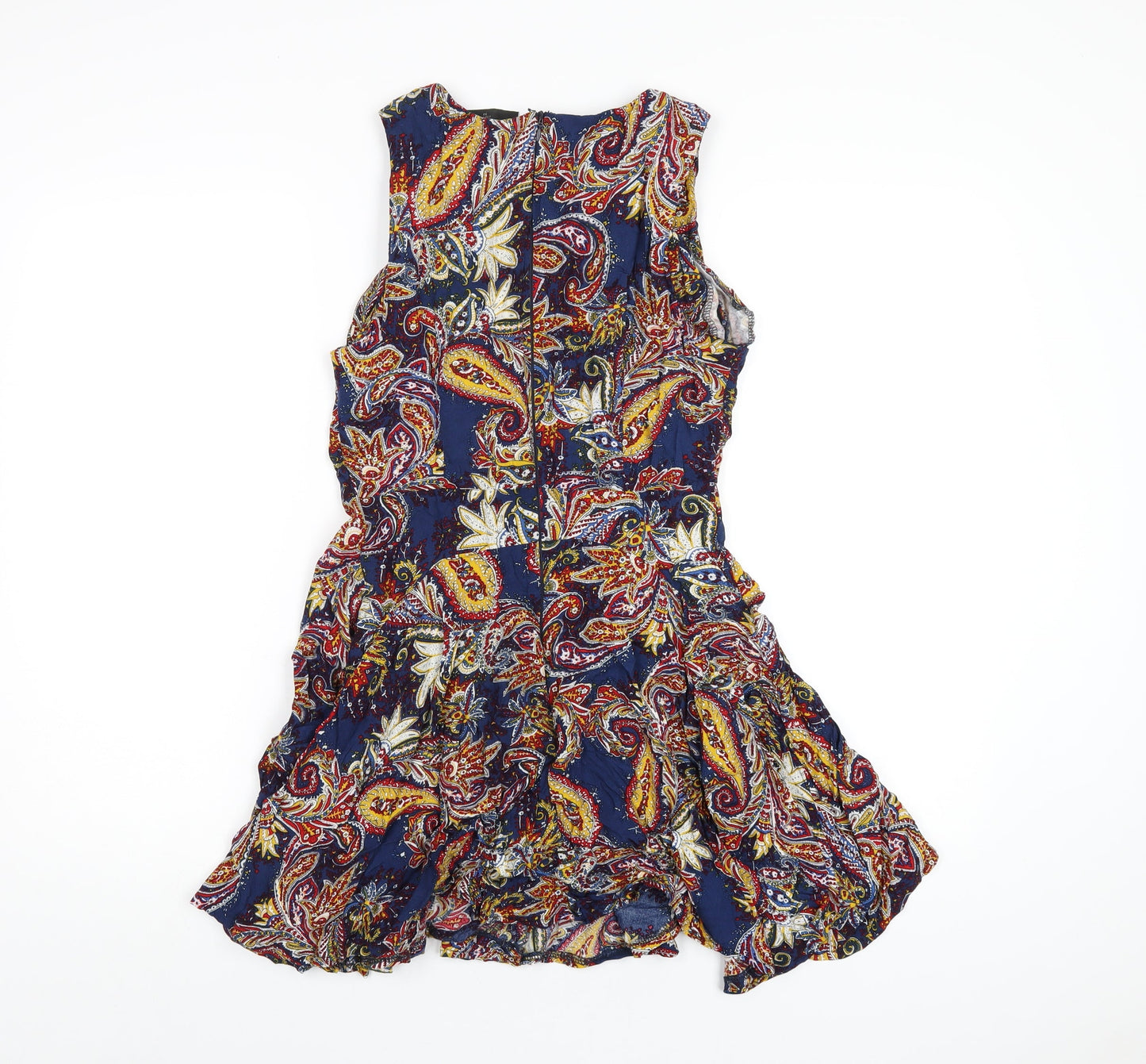 AX Paris Womens Multicoloured Geometric Viscose A-Line Size 10 Round Neck Zip