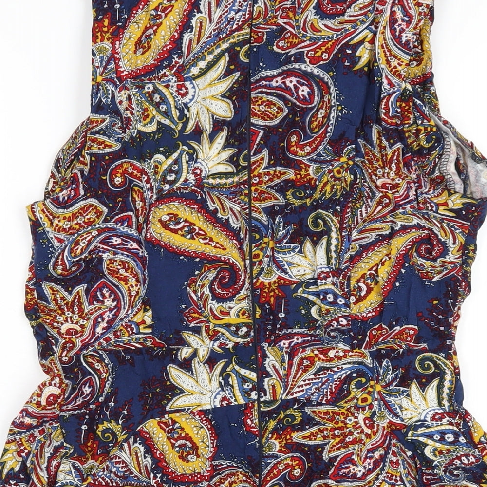 AX Paris Womens Multicoloured Geometric Viscose A-Line Size 10 Round Neck Zip