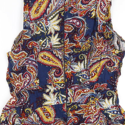 AX Paris Womens Multicoloured Geometric Viscose A-Line Size 10 Round Neck Zip