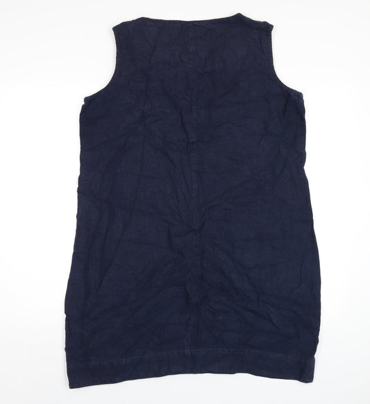 NEXT Womens Blue Linen Tank Dress Size 14 V-Neck Pullover
