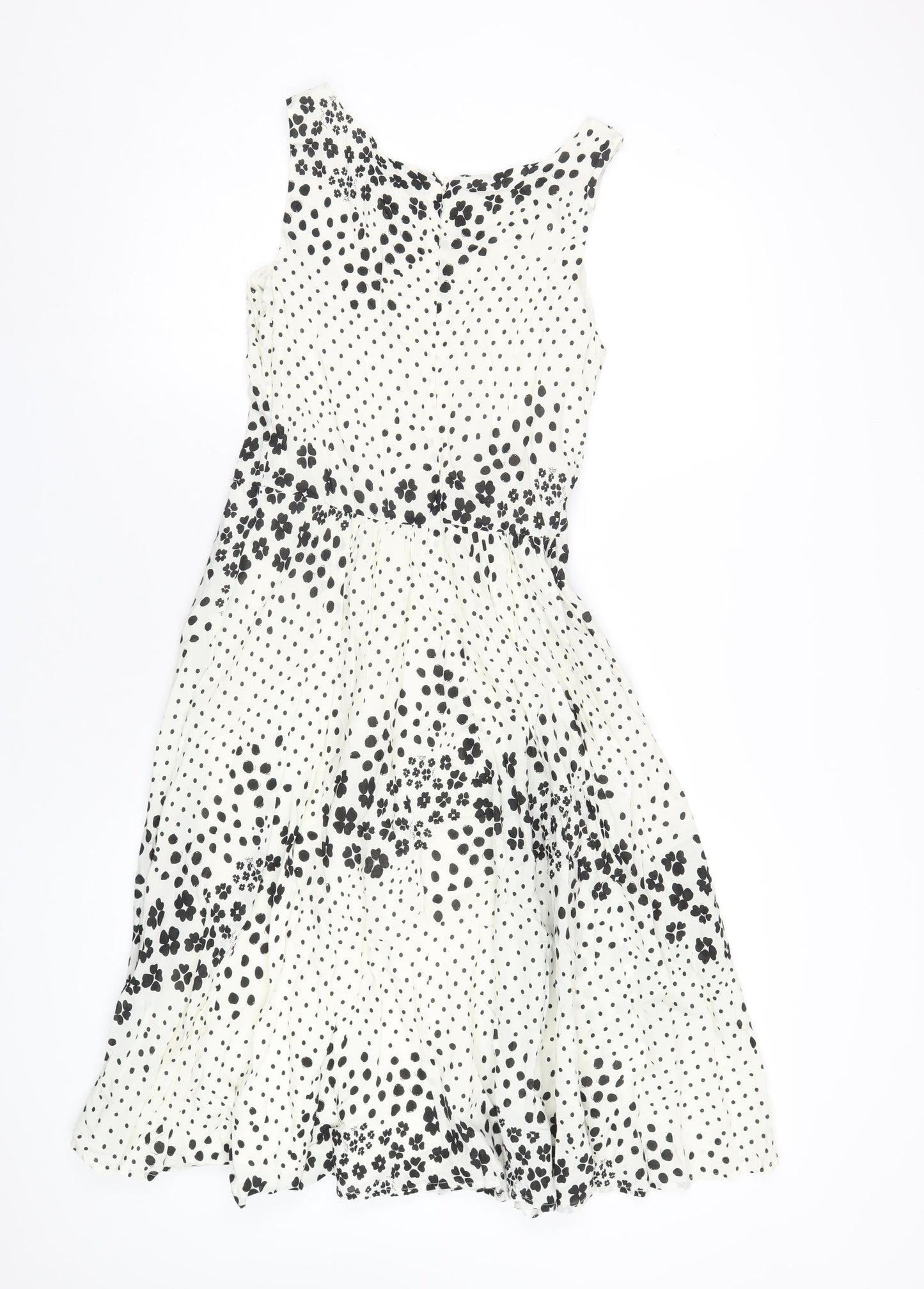 Gap Womens White Geometric Cotton A-Line Size 8 Round Neck Zip