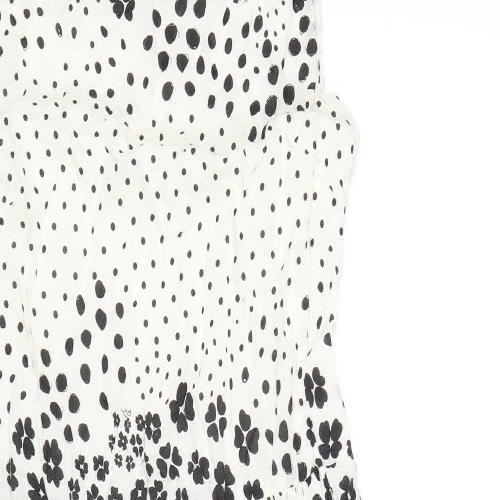 Gap Womens White Geometric Cotton A-Line Size 8 Round Neck Zip