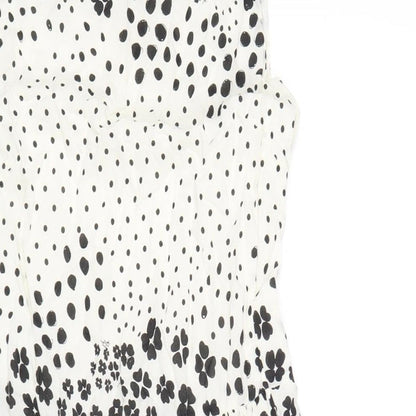 Gap Womens White Geometric Cotton A-Line Size 8 Round Neck Zip