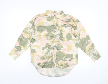 Additional front view of River Island girls’ multicoloured geometric polyester basic button-up, years collared button