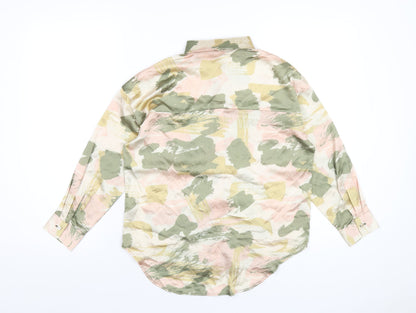 Back view of River Island girls’ multicoloured geometric polyester basic button-up, size 9-10, years collared button