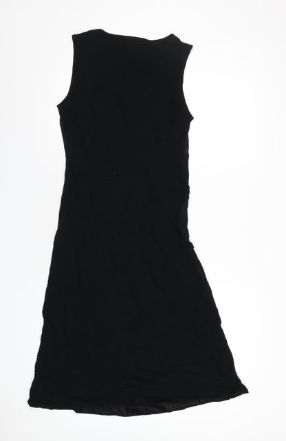 BHS Womens Black Viscose A-Line Size 14 Round Neck Pullover