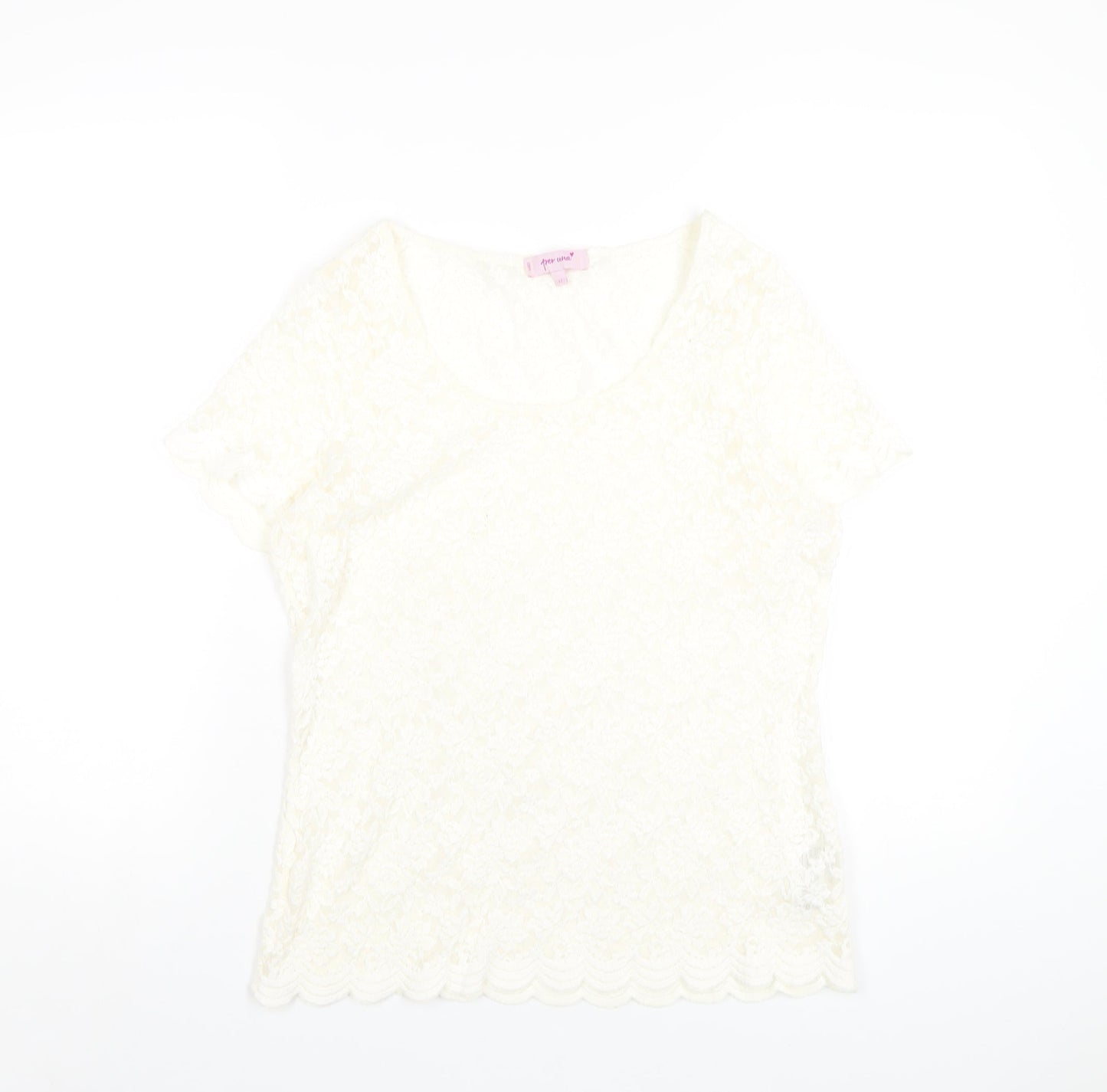 Womens UK Size 12 Per Una Ivory Basic T-Shirt