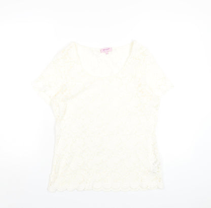 Womens UK Size 12 Per Una Ivory Basic T-Shirt