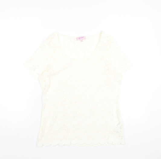 Womens UK Size 12 Per Una Ivory Basic T-Shirt