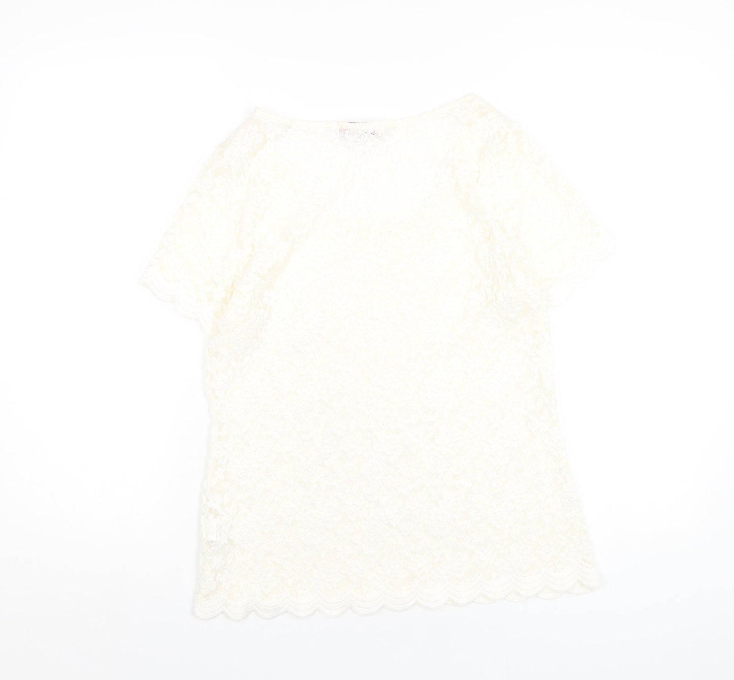 Womens UK Size 12 Per Una Ivory Basic T-Shirt