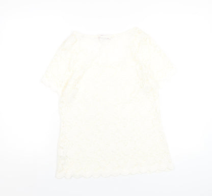 Womens UK Size 12 Per Una Ivory Basic T-Shirt