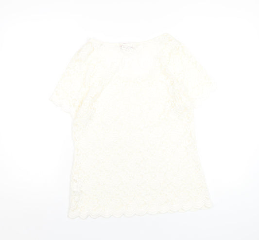 Womens UK Size 12 Per Una Ivory Basic T-Shirt