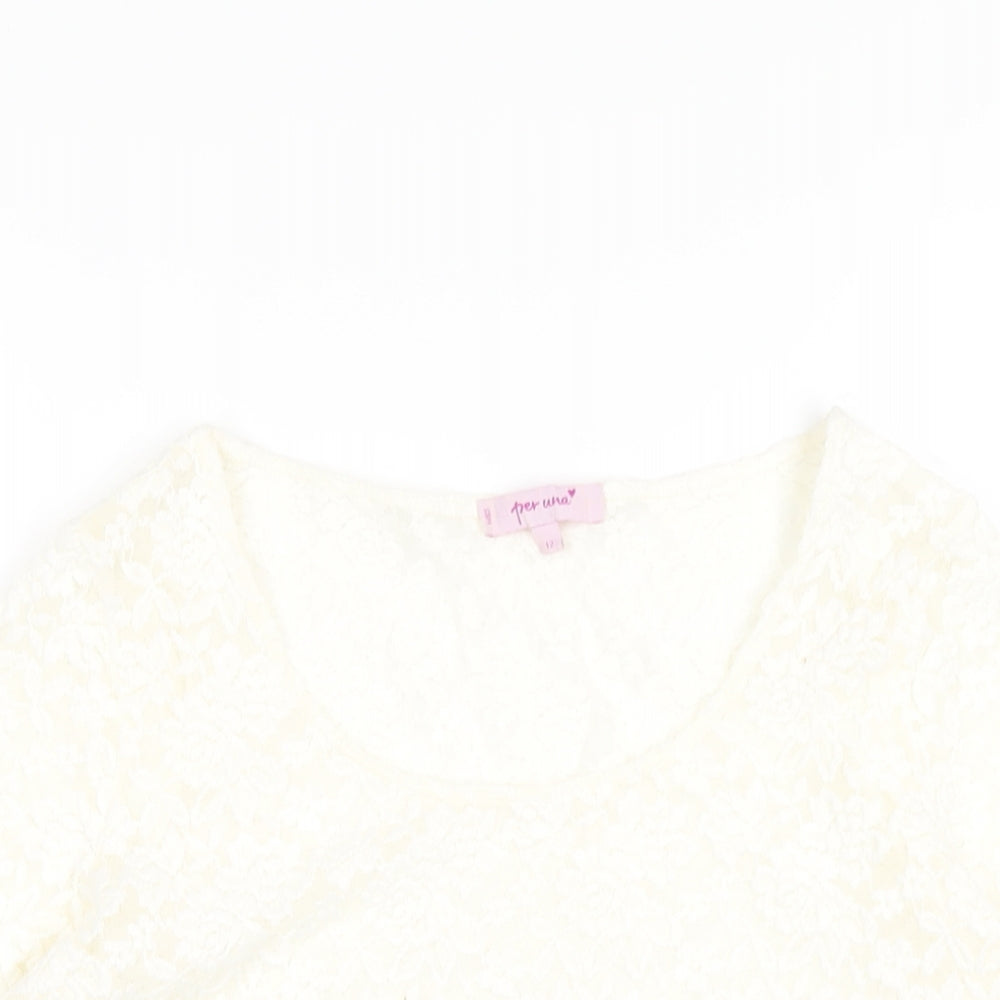 Womens UK Size 12 Per Una Ivory Basic T-Shirt