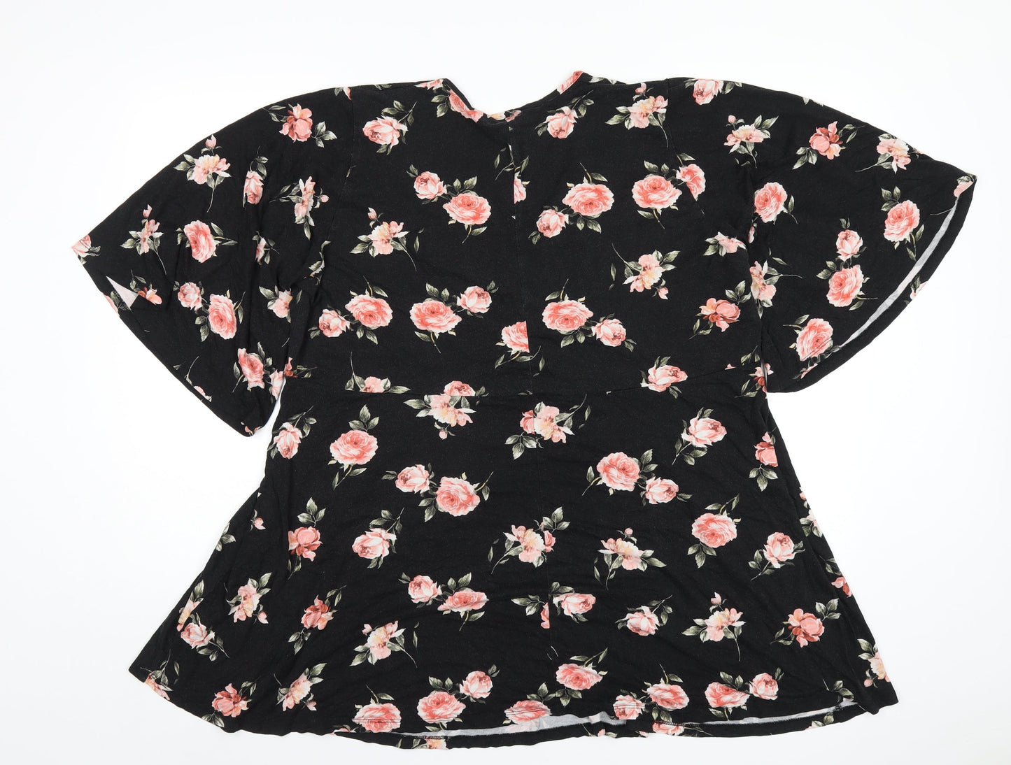 Womens UK Size 24 Yours Black Basic T-Shirt