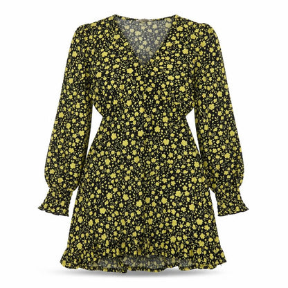 Miss Selfridge Womens Black Floral Polyester A-Line Size 10 V-Neck Pullover