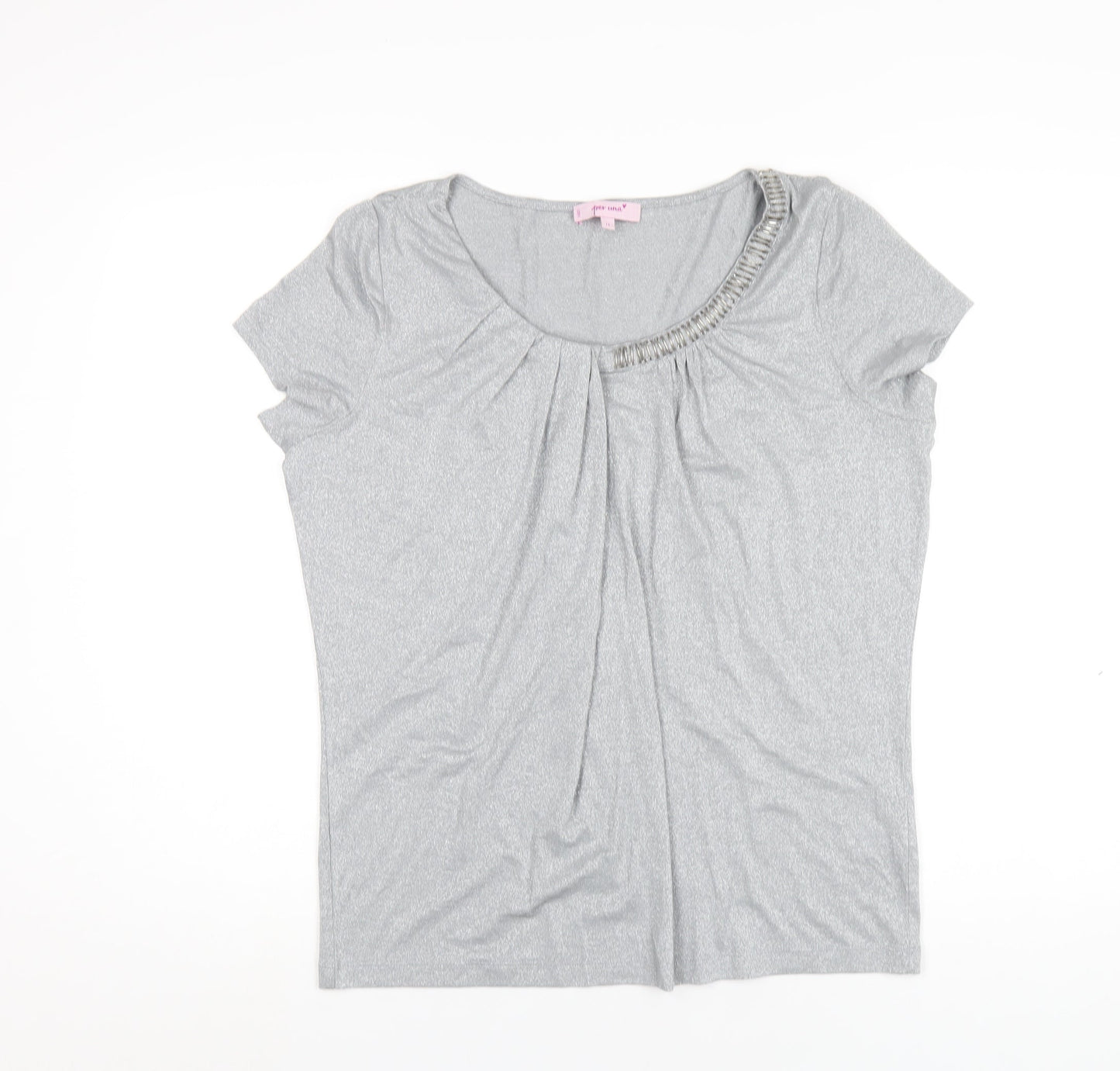 Womens UK Size 14 Per Una Grey Basic T-Shirt
