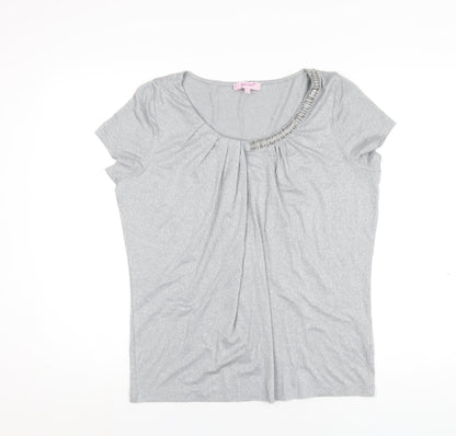 Womens UK Size 14 Per Una Grey Basic T-Shirt