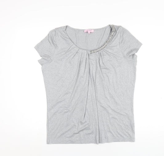 Womens UK Size 14 Per Una Grey Basic T-Shirt