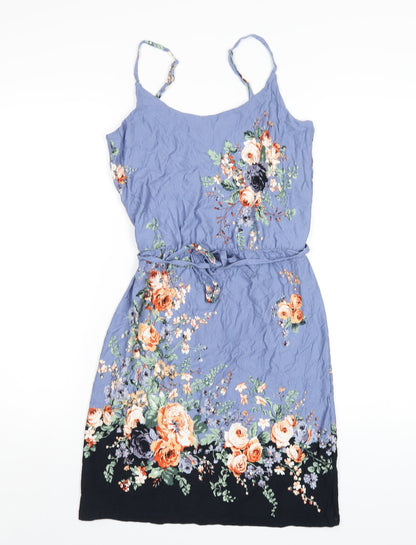 Oasis Womens Multicoloured Floral Viscose A-Line Size S Scoop Neck Pullover