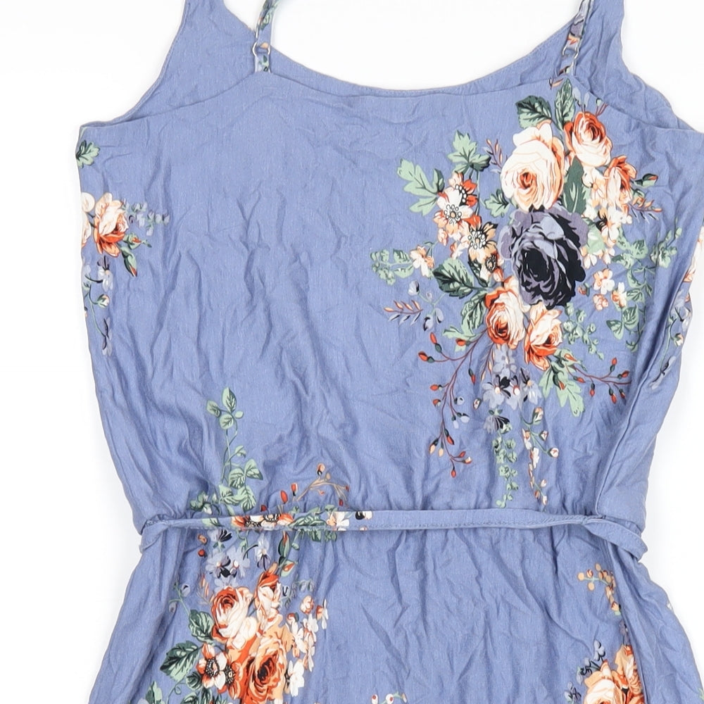 Oasis Womens Multicoloured Floral Viscose A-Line Size S Scoop Neck Pullover