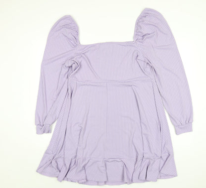 Boohoo Womens Purple Polyester A-Line Size 20 Square Neck Pullover