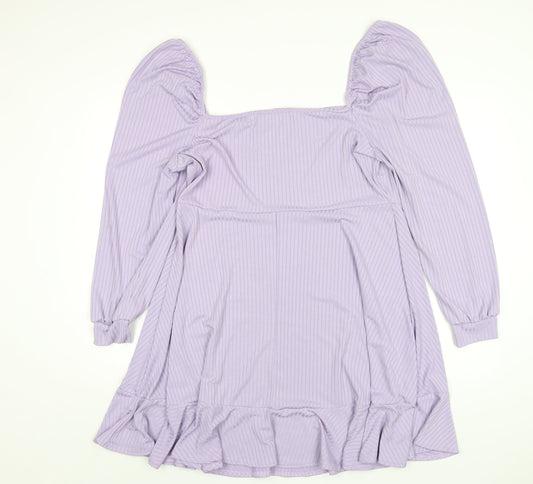 Boohoo Womens Purple Polyester A-Line Size 20 Square Neck Pullover