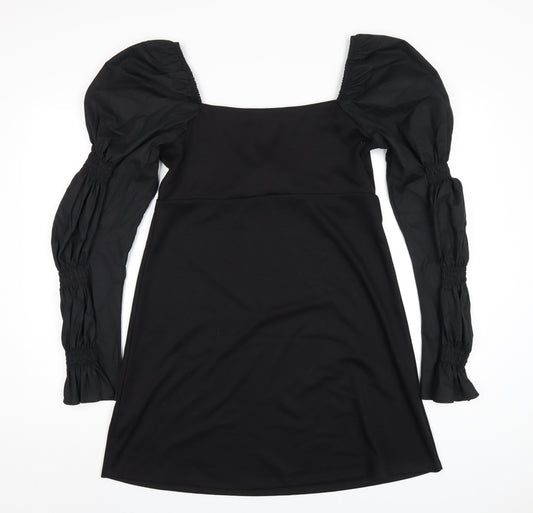Topshop Womens Black Polyester A-Line Size 14 Square Neck Pullover