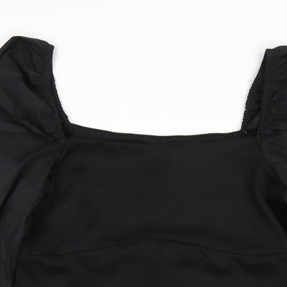 Topshop Womens Black Polyester A-Line Size 14 Square Neck Pullover