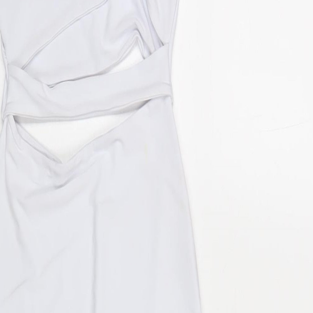 PRETTYLITTLETHING Womens White Polyester Bodycon Size 4 Scoop Neck Pullover