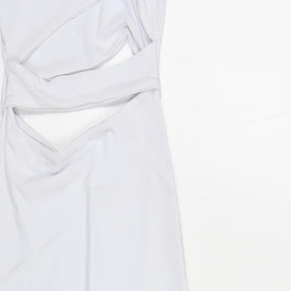 PRETTYLITTLETHING Womens White Polyester Bodycon Size 4 Scoop Neck Pullover