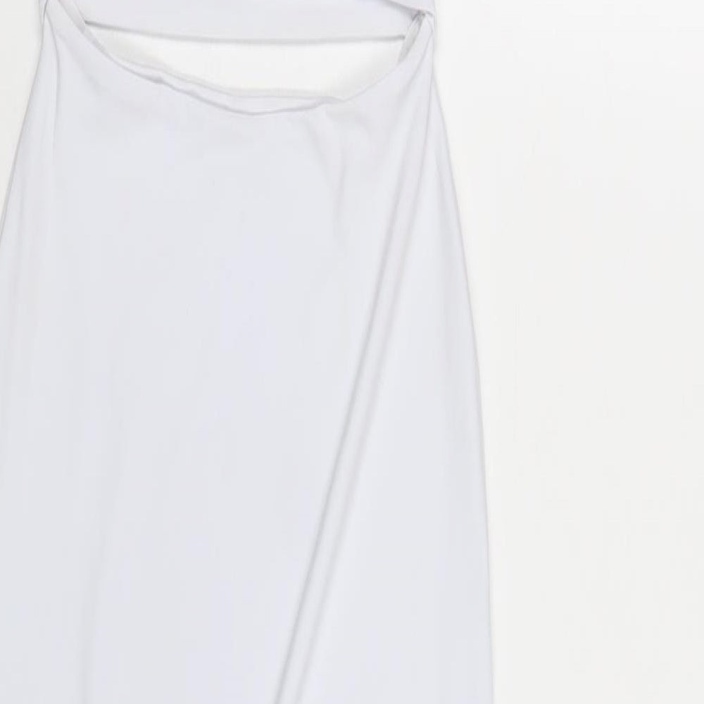 PRETTYLITTLETHING Womens White Polyester Bodycon Size 4 Scoop Neck Pullover