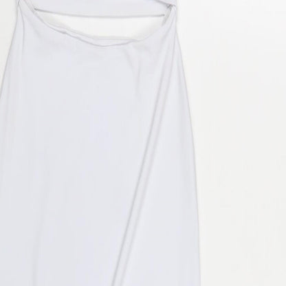 PRETTYLITTLETHING Womens White Polyester Bodycon Size 4 Scoop Neck Pullover