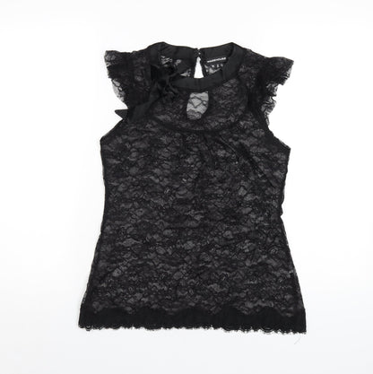 Womens UK Size 12 Warehouse Black Basic T-Shirt