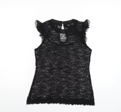 Womens UK Size 12 Warehouse Black Basic T-Shirt