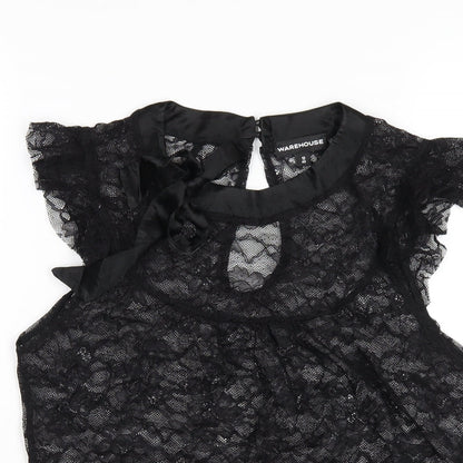 Womens UK Size 12 Warehouse Black Basic T-Shirt