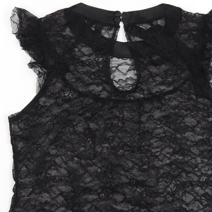 Womens UK Size 12 Warehouse Black Basic T-Shirt