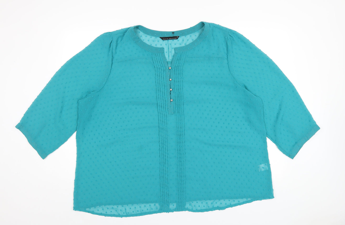 Womens UK Size 24 David Emanuel Green Basic Blouse