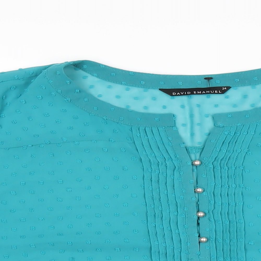 Womens UK Size 24 David Emanuel Green Basic Blouse