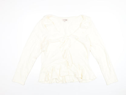 Only Carmakoma Womens Ivory V-Neck Acrylic Pullover Jumper Size 18
