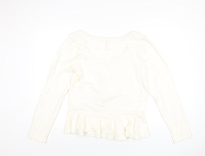 Only Carmakoma Womens Ivory V-Neck Acrylic Pullover Jumper Size 18