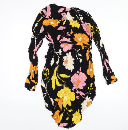 Selected Femme Womens Multicoloured Floral Viscose A-Line Size 8 Round Neck Button