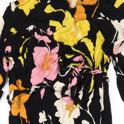 Selected Femme Womens Multicoloured Floral Viscose A-Line Size 8 Round Neck Button