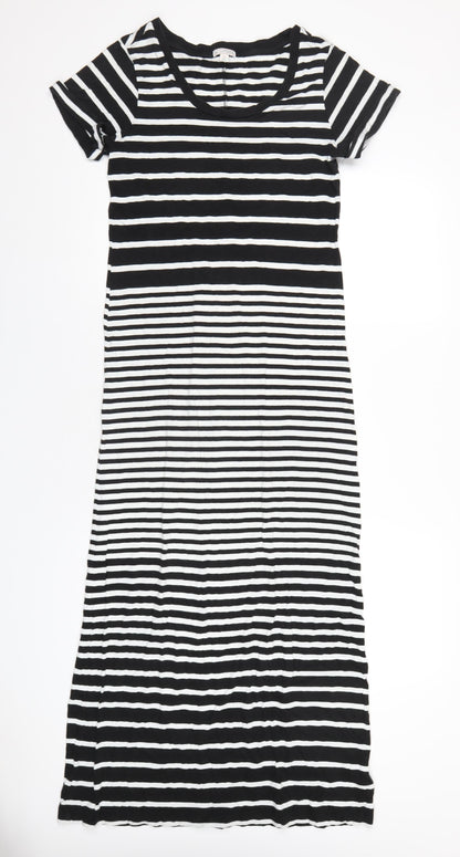 Gap Womens Black Striped Cotton Slip Dress Size S Round Neck Pullover